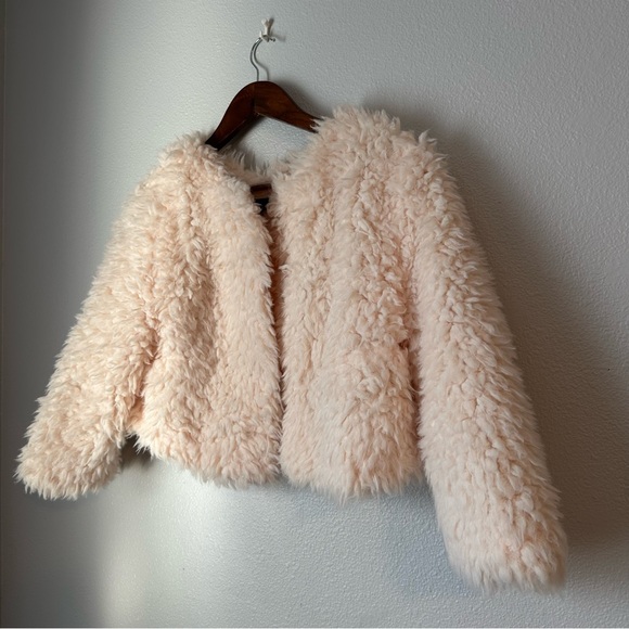 Women's Cream Faux Fur Jacket - Picture 2 of 4